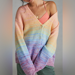 Black Tape_ Multicolor Gradient Cardigan